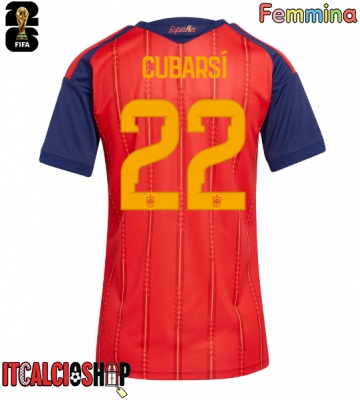 Spagna Pau Cubarsi #22 Prima Maglia Femmina Mondiali 2026 Manica Corta